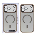 قاب شفاف دودی MagSafe دور رنگی محافظ لنزدار Apple iPhone 17 Pro - صحرایی (پک دار)