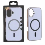 قاب سوزنی طرح مگ سیف مگنت فلزی دور براق Apple iPhone 16 - یاسی (پک دار)