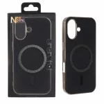 قاب سوزنی طرح مگ سیف مگنت فلزی دور براق Apple iPhone 16 - مشکی (پک دار)