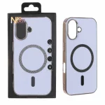 قاب سوزنی طرح مگ سیف مگنت فلزی دور براق Apple iPhone 17 - یاسی (پک دار)
