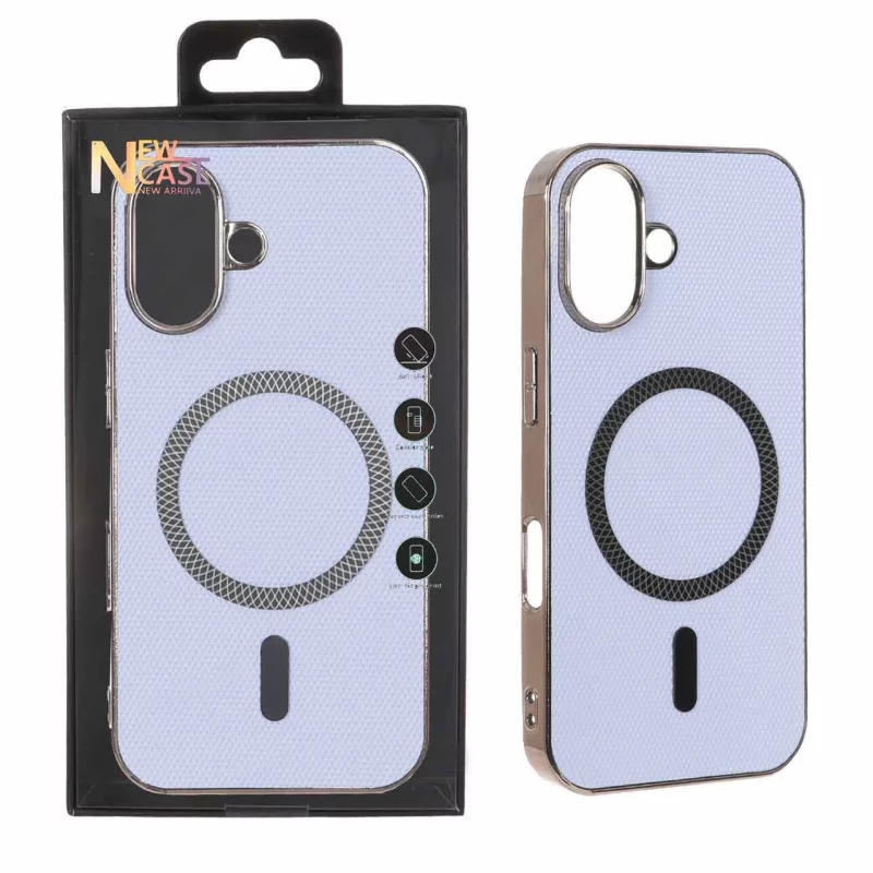 قاب سوزنی طرح مگ سیف مگنت فلزی دور براق Apple iPhone 17 - یاسی (پک دار) - تصویر 2