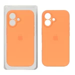 قاب سیلیکونی پاک کنی محافظ لنزدار اورجینال Apple iPhone 16 - نارنجی روشن (پک دار) - NTC