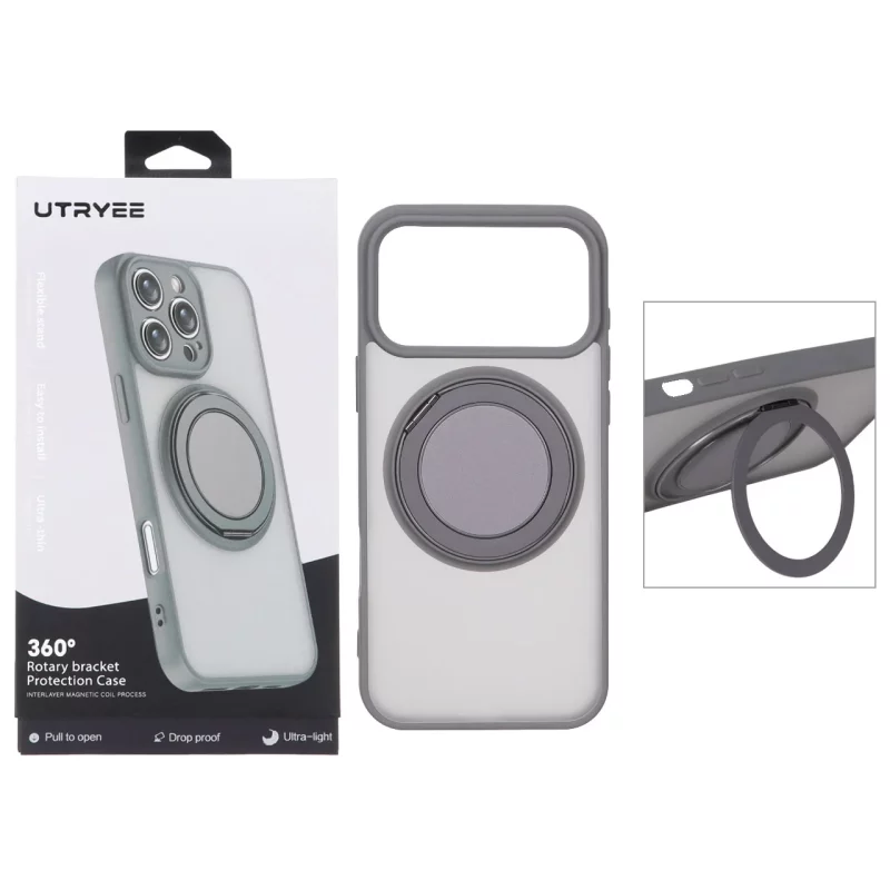 قاب اورجینال UTRYEE مات MagSafe لوپ استندشو Apple iPhone 17 Pro - خاکستری (پک دار) - تصویر 2