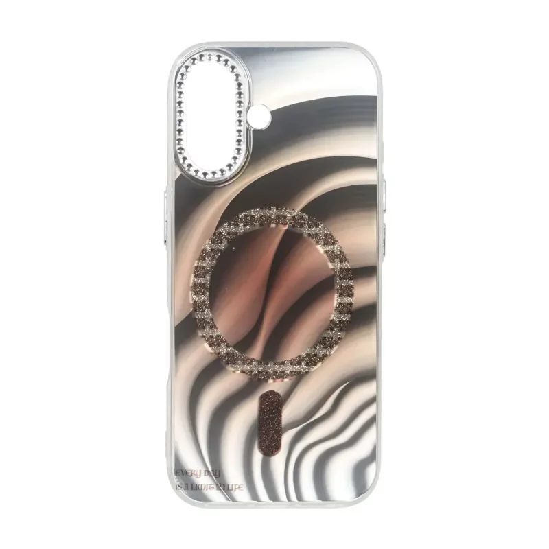 قاب هولوگرامی طرح مگ سیف اکلیلی دور لنز نگین دار Apple iPhone 16 - کد 30 - تصویر 2