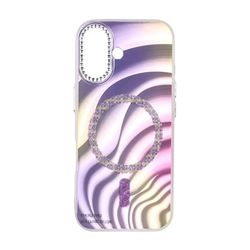 قاب هولوگرامی طرح مگ سیف اکلیلی دور لنز نگین دار Apple iPhone 16 - کد 33 - تصویر 2