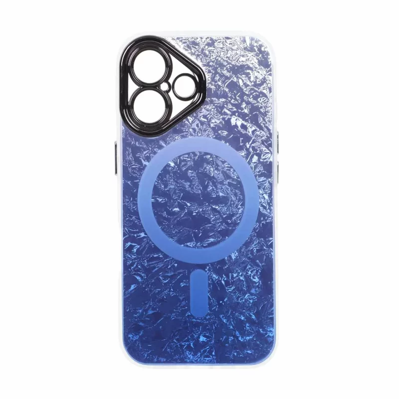 قاب ice طرح مگ سیف دور مات لنز شفاف Apple iPhone 16 - آبی کاربنی - تصویر 2