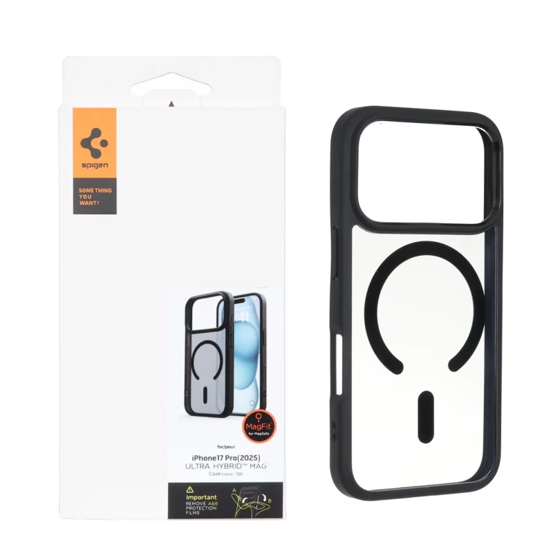 قاب اورجینال Spigen ULTRA HYBRID MagSafe مدل Apple iPhone 17 Pro - شفاف مشکی (پک دار) - تصویر 2
