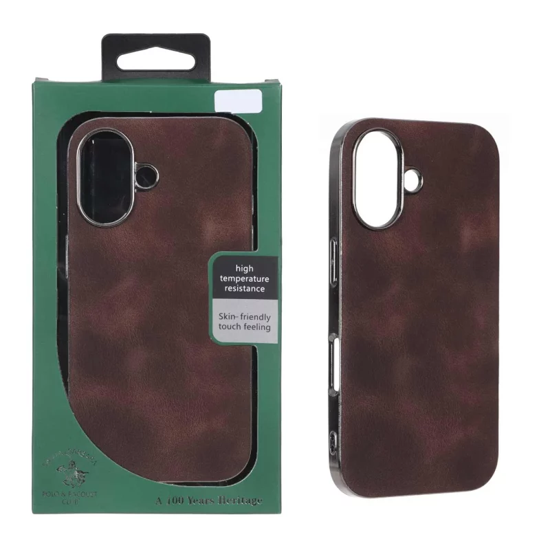 قاب جیر Santa Barbara Polo مدل Apple iPhone 16 - قهوه ای تیره (پک دار) - تصویر 2
