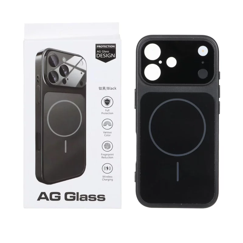 قاب اورجینال AG Glass محافظ لنز برجسته براق Magsafe مدل Apple iPhone 17 - مشکی - تصویر 2