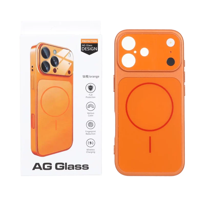 قاب اورجینال AG Glass محافظ لنز برجسته براق Magsafe مدل Apple iPhone 17 - نارنجی - تصویر 2