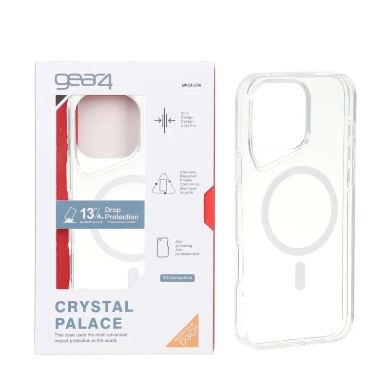 قاب اورجینال Gear4 Crystal palace شفاف White MagSafe مدل Apple iPhone 16 Pro Max (پک دار) - تصویر 2
