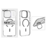 قاب اورجینال New Skin شفاف کریستالی MagSafe لنز استندشو Apple iPhone 17 Pro - خاکستری (پک دار)