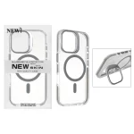 قاب اورجینال New Skin شفاف کریستالی MagSafe لنز استندشو Apple iPhone 17 - خاکستری (پک دار)