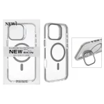 قاب اورجینال New Skin شفاف کریستالی MagSafe لنز استندشو Apple iPhone 16 Pro Max - خاکستری (پک دار)