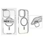 قاب اورجینال New Skin شفاف کریستالی MagSafe لنز استندشو Apple iPhone 16 - خاکستری (پک دار)