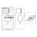 قاب اورجینال Q Series Bracket کریستالی Magsafe لنز استندشو Apple iPhone 16 Pro Max - صورتی (پک دار)