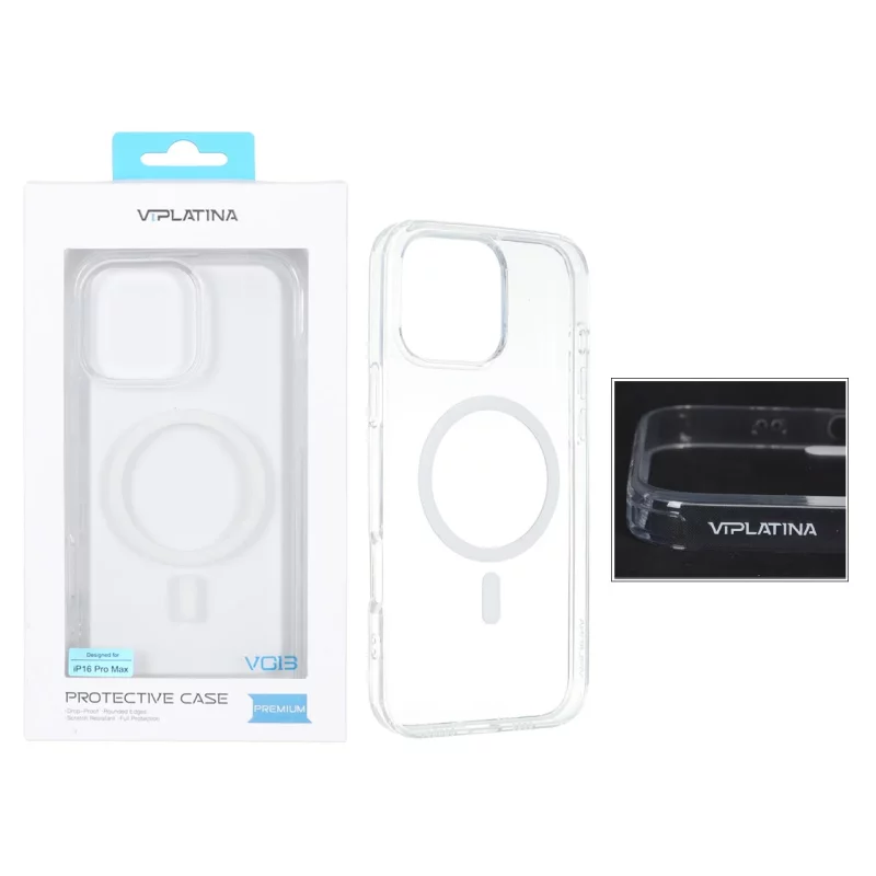 قاب اورجینال VIPLATINA پشت سخت MagSafe شفاف Apple iPhone 16 Pro Max (پک دار) - تصویر 2