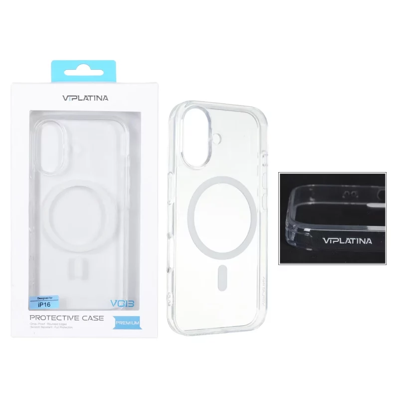 قاب اورجینال VIPLATINA پشت سخت MagSafe شفاف Apple iPhone 16 (پک دار) - تصویر 2