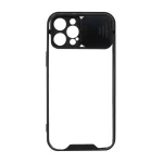 قاب کشویی پشت شفاف محافظ لنزدار Apple iPhone 12 Pro Max - مشکی