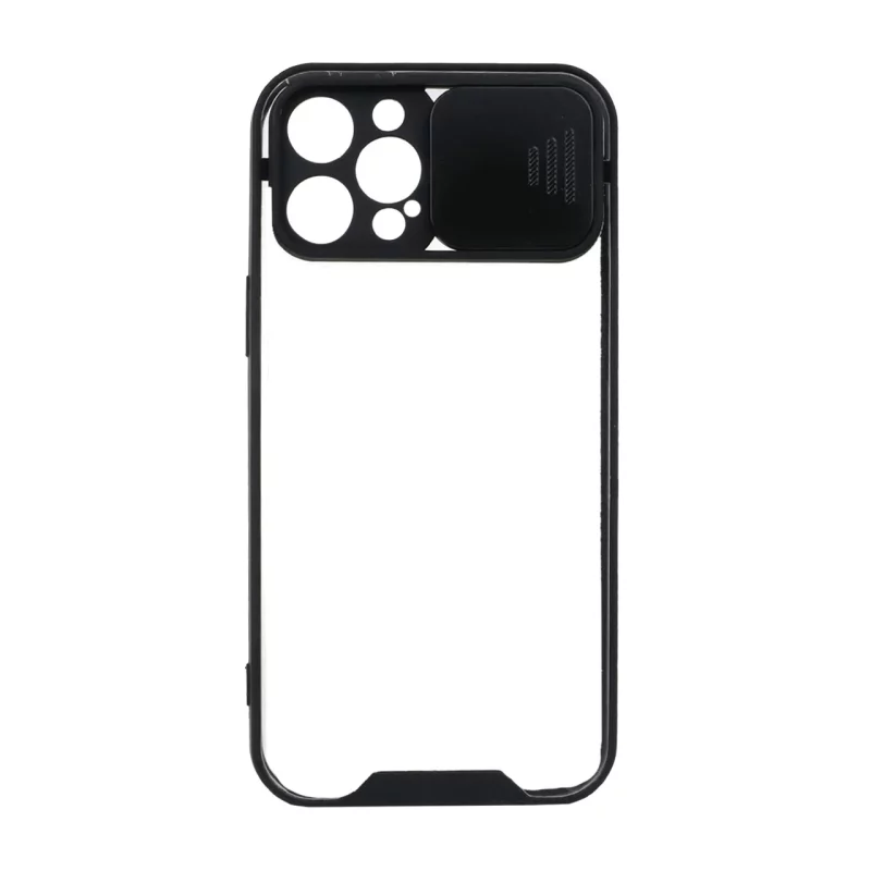 قاب کشویی پشت شفاف محافظ لنزدار Apple iPhone 12 Pro Max - مشکی - تصویر 2