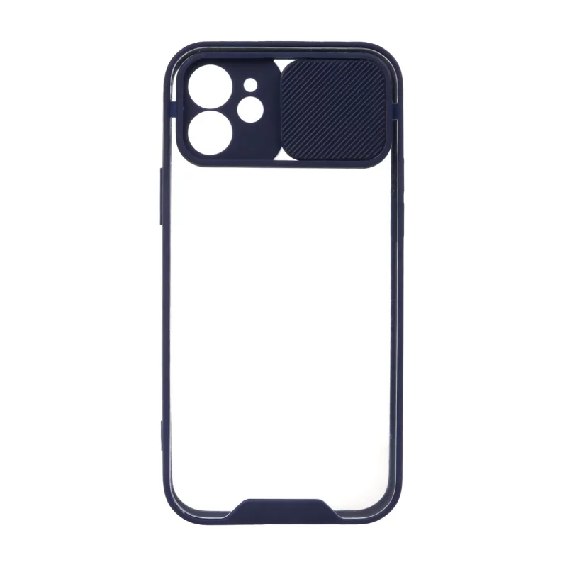 قاب کشویی پشت شفاف محافظ لنزدار Apple iPhone 12 - سرمه ای - تصویر 2