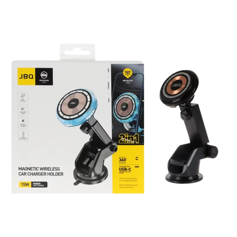 شارژر وایرلس و هولدر گوشی موبایل مگنتی JBQ مدل HLC-525 - مشکی - تصویر 2