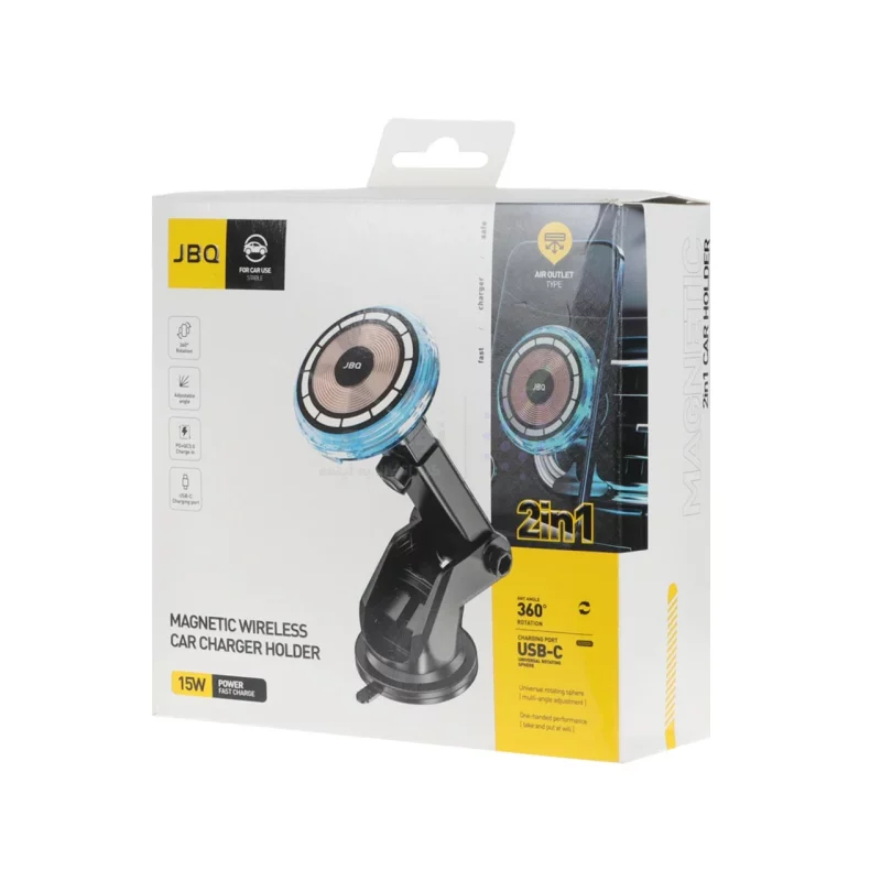 شارژر وایرلس و هولدر گوشی موبایل مگنتی JBQ مدل HLC-525 - مشکی - تصویر 7