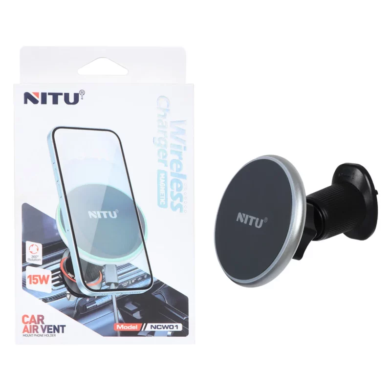 هولدر دریچه کولری و شارژر وایرلس گوشی موبایل Nitu مدل NCW01 - نقره ای (گارانتی 18 ماه تعویض نیکان همراه) - تصویر 2