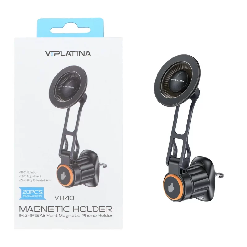 هولدر گوشی موبایل مگنتی دریچه کولری VIPLATINA مدل VH40 - مشکی - تصویر 2