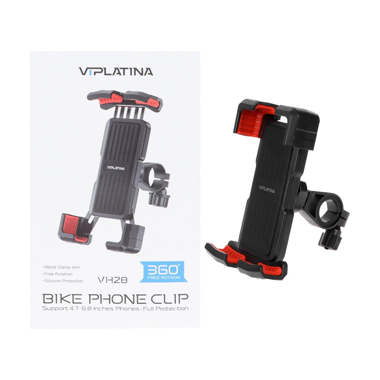 2371-1385656-1 هولدر گوشی موبایل مخصوص موتورسیکلت و دوچرخه VIPLATINA مدل VH28 - مشکی - تصویر 1