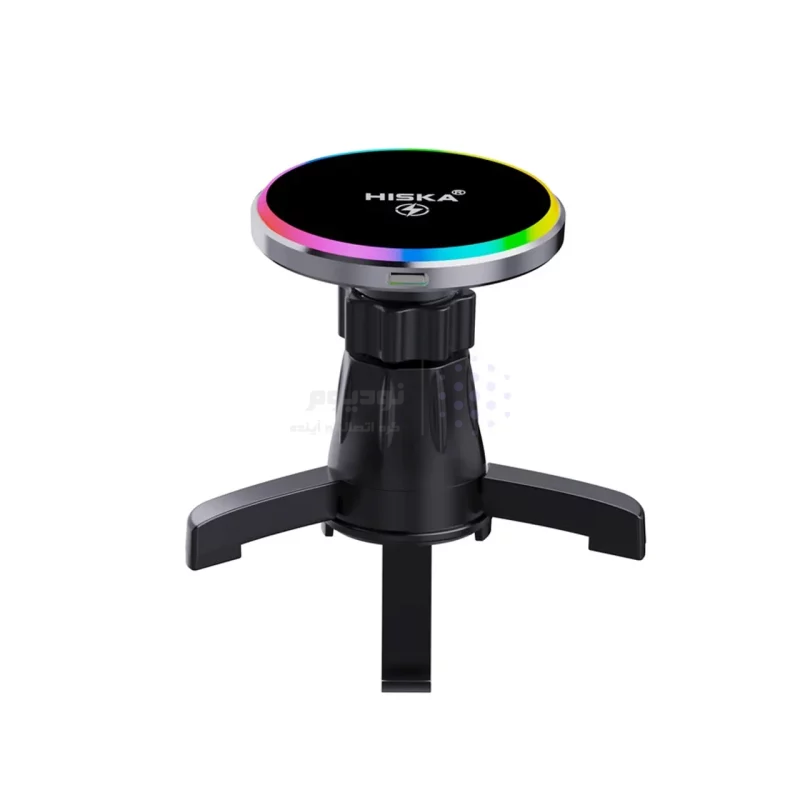 شارژر وایرلس و هولدر گوشی موبایل دریچه کولری Hiska مدل HK-2352W - مشکی - تصویر 3