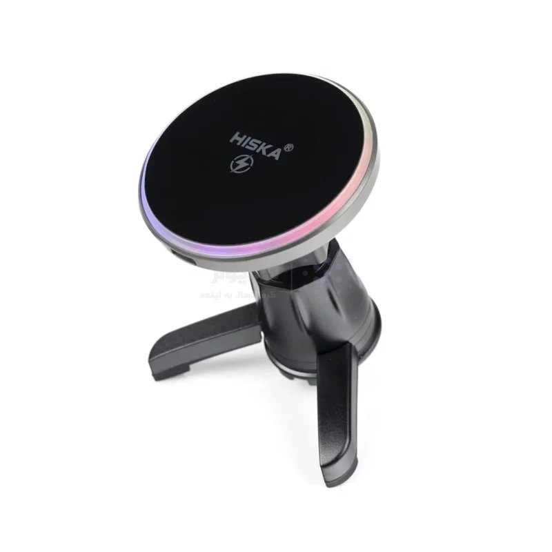 شارژر وایرلس و هولدر گوشی موبایل دریچه کولری Hiska مدل HK-2352W - مشکی - تصویر 4