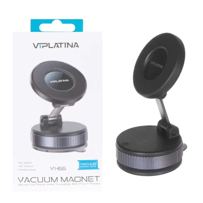 هولدر وکیومی مگنتی گوشی موبایل VIPLATINA مدل VH66 دارای قابلیت مگ سیف - مشکی (گارانتی 18 ماه تعویض نیکان همراه) - تصویر 2