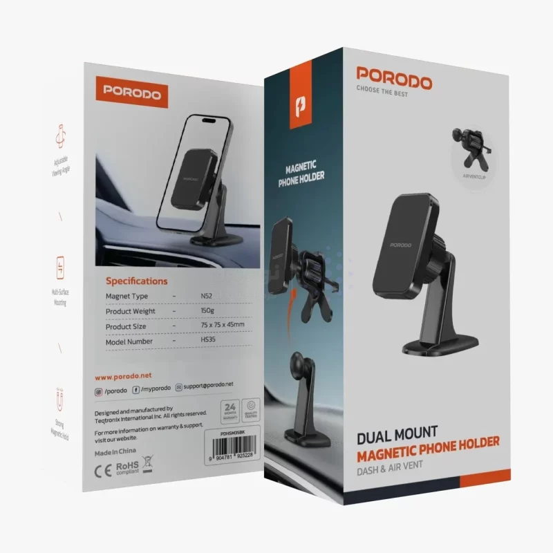 هولدر گوشی موبایل مگنتی Porodo مدل PDHSM35BK - مشکی - تصویر 10