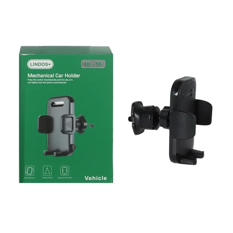 هولدر گوشی موبایل دریچه کولری +Lindos مدل HL-18 - مشکی - تصویر 2