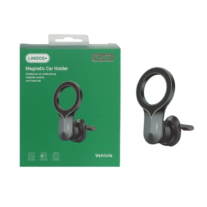 هولدر گوشی موبایل دریچه کولری +Lindos مدل HL-50 - مشکی - تصویر 2