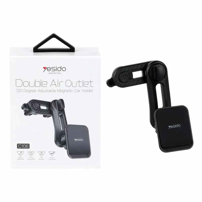 هولدر گوشی موبایل مگنتی دریچه کولری Yesido مدل C106 - مشکی - تصویر 2