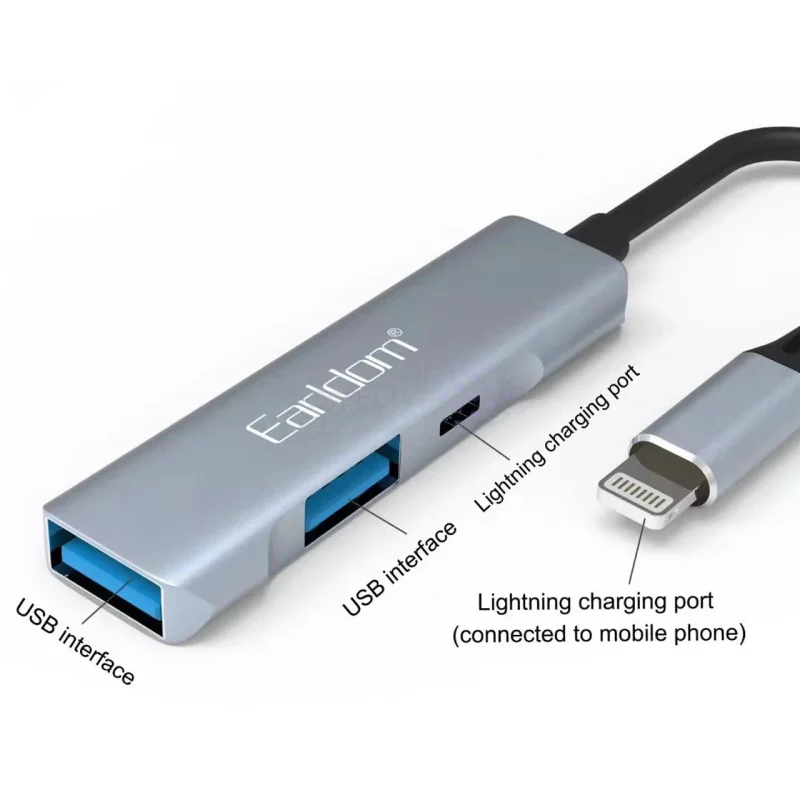هاب 3 پورت Earldom Lightning مدل HUB11 - آبی - تصویر 3