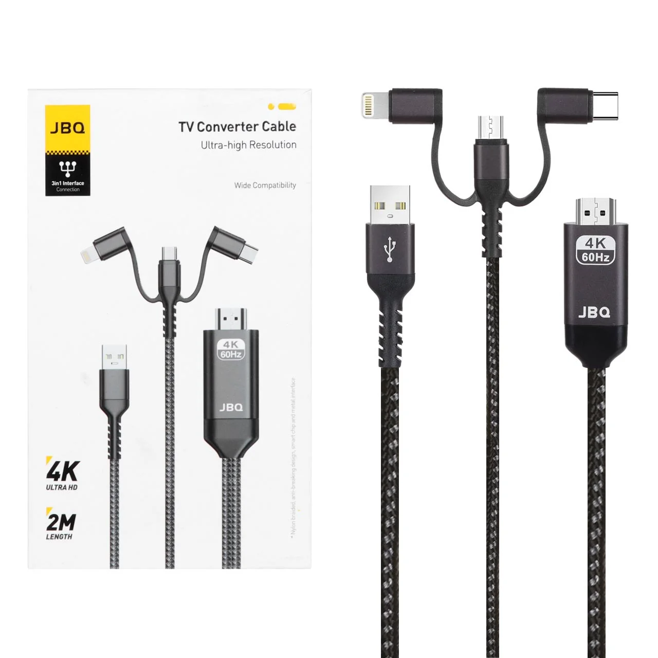 2541-1398858-1 کابل 2 متری JBQ HDMI 3 in 1 مدل CA-103H - مشکی (گارانتی یکساله رصاصی) - تصویر 1