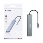 هاب 7 پورت NITU Type-C مدل NN37 - خاکستری (گارانتی 18 ماه تعویض نیکان همراه)