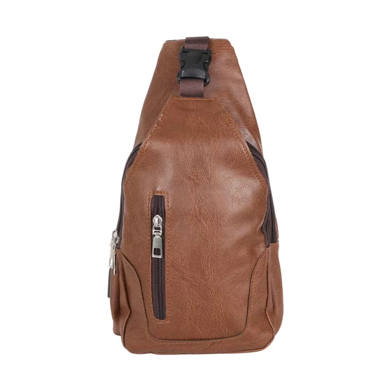 کیف تک بند مدل Body Bag چرمی - قهوه ای - تصویر 2