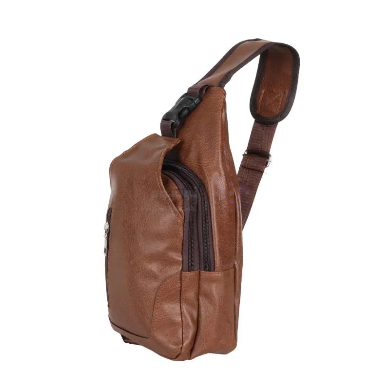 کیف تک بند مدل Body Bag چرمی - قهوه ای - تصویر 5