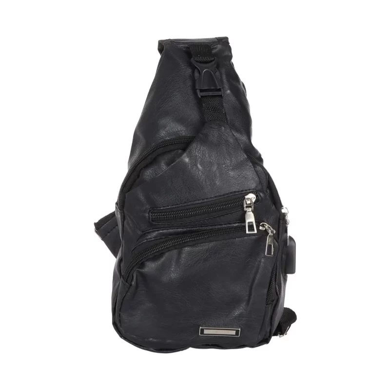 کیف تک بند مدل Body Bag چرمی - مشکی - تصویر 2