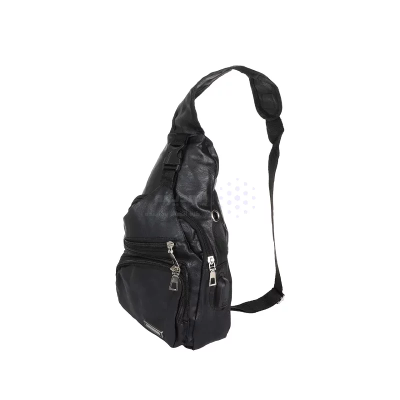 کیف تک بند مدل Body Bag چرمی - مشکی - تصویر 5