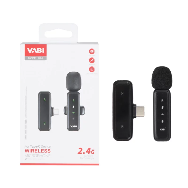 میکروفون بی سیم VABI Type-C مدل MI-4 - مشکی - تصویر 2