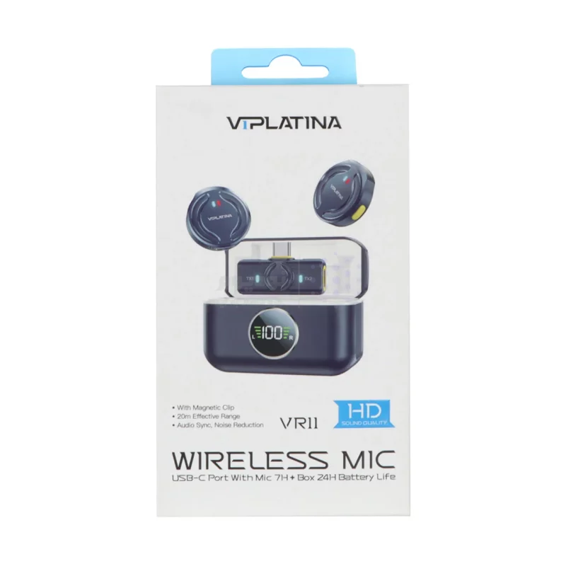 میکروفون بی سیم یقه ای با کیس شارژ VIPLATINA Type-C مدل VR11 - مشکی (گارانتی 18 ماه تعویض نیکان همراه) - تصویر 13