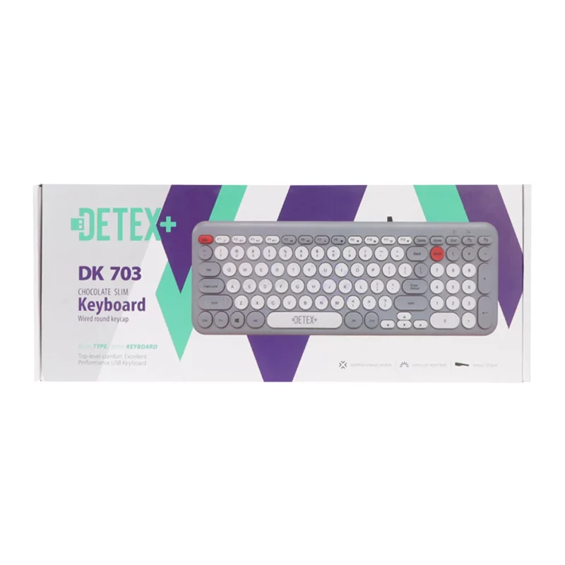 کیبورد باسیم +DETEX مدل DK703 - طوسی - تصویر 5