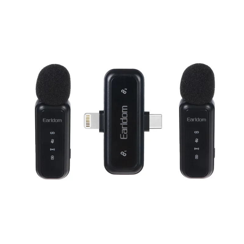 میکروفون بی سیم یقه ای Earldom Type-C/Lightning مدل MC17 - مشکی(دو میکروفن) - تصویر 2