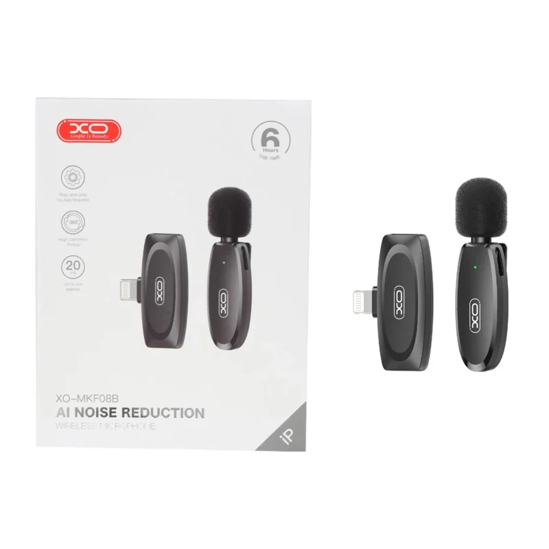 میکروفون یقه ای بی سیم XO Lightning مدل MKF08B - مشکی - تصویر 2