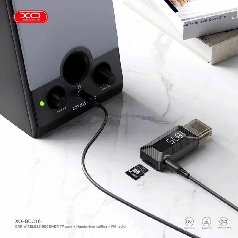 دانگل بلوتوث گیرنده صدا XO مدل XO-BCC16 - خاکستری(دارای ورودی رم میکرو،نمایشگر LED و قابلیت مکالمه) - تصویر 5